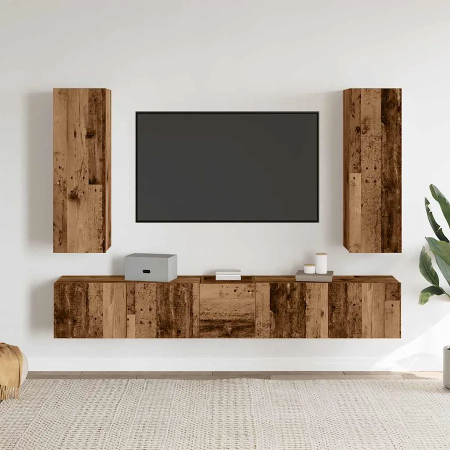 Meubles TV muraux 5 pcs vieux bois bois d'ingénierie - 2