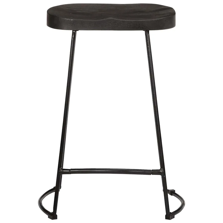Tabourets de bar lot de 2 noir 45x40x62 cm bois manguier massif - 2