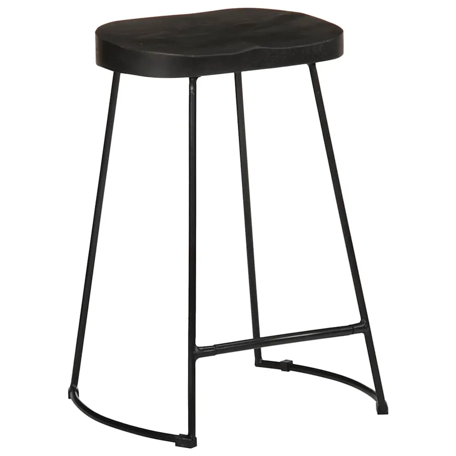 Tabourets de bar lot de 2 noir 45x40x62 cm bois manguier massif - 9