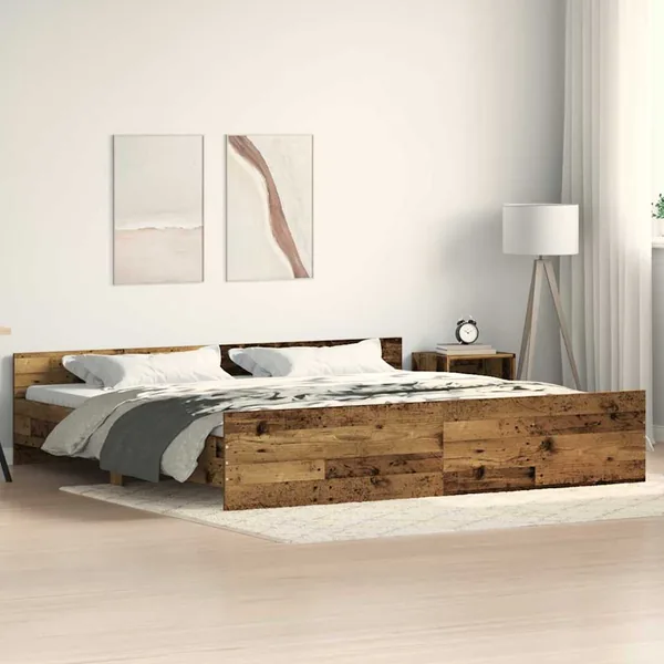 Cadre de lit Bois Ancien 203 x 203 x 50 cm Bois d'ingénierie