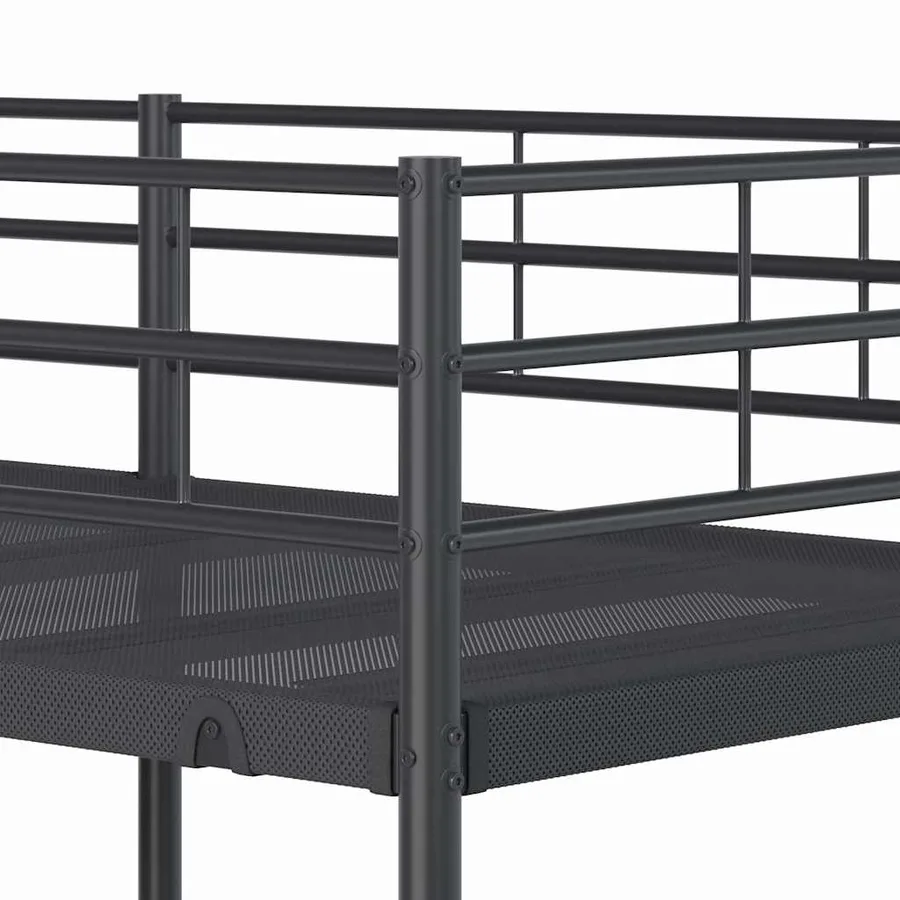 Lit superposé sans matelas noir 90x200 cm acier - 8