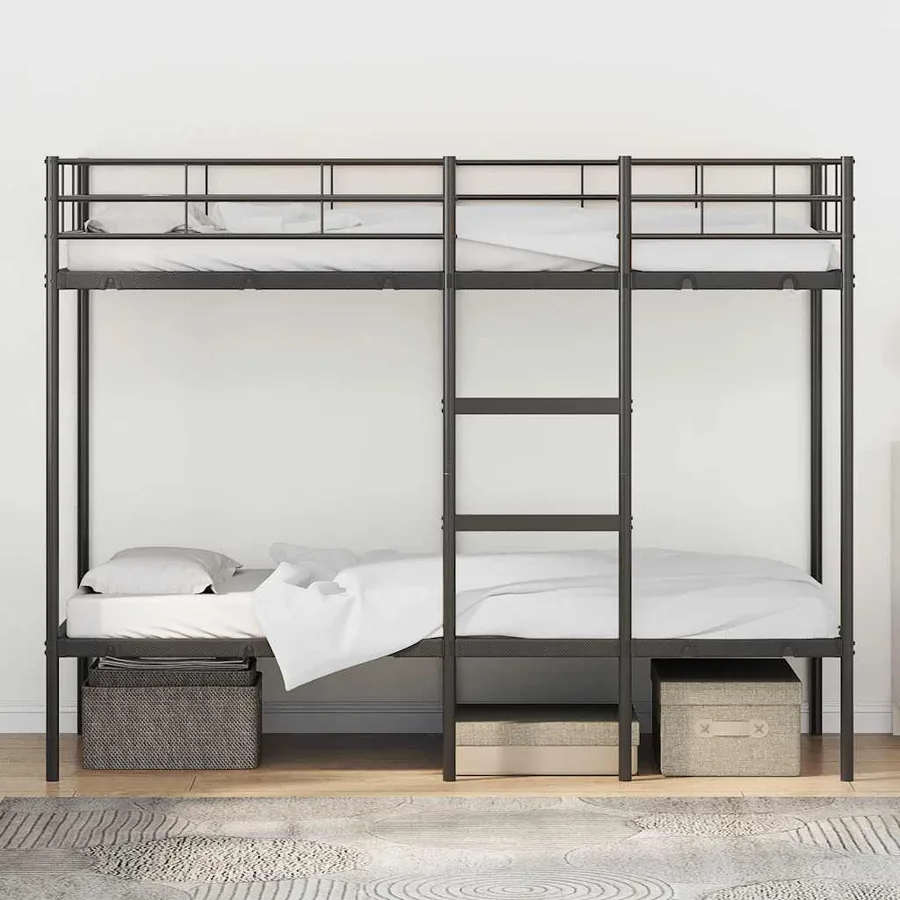 Lit superposé sans matelas noir 80x200 cm acier - 3