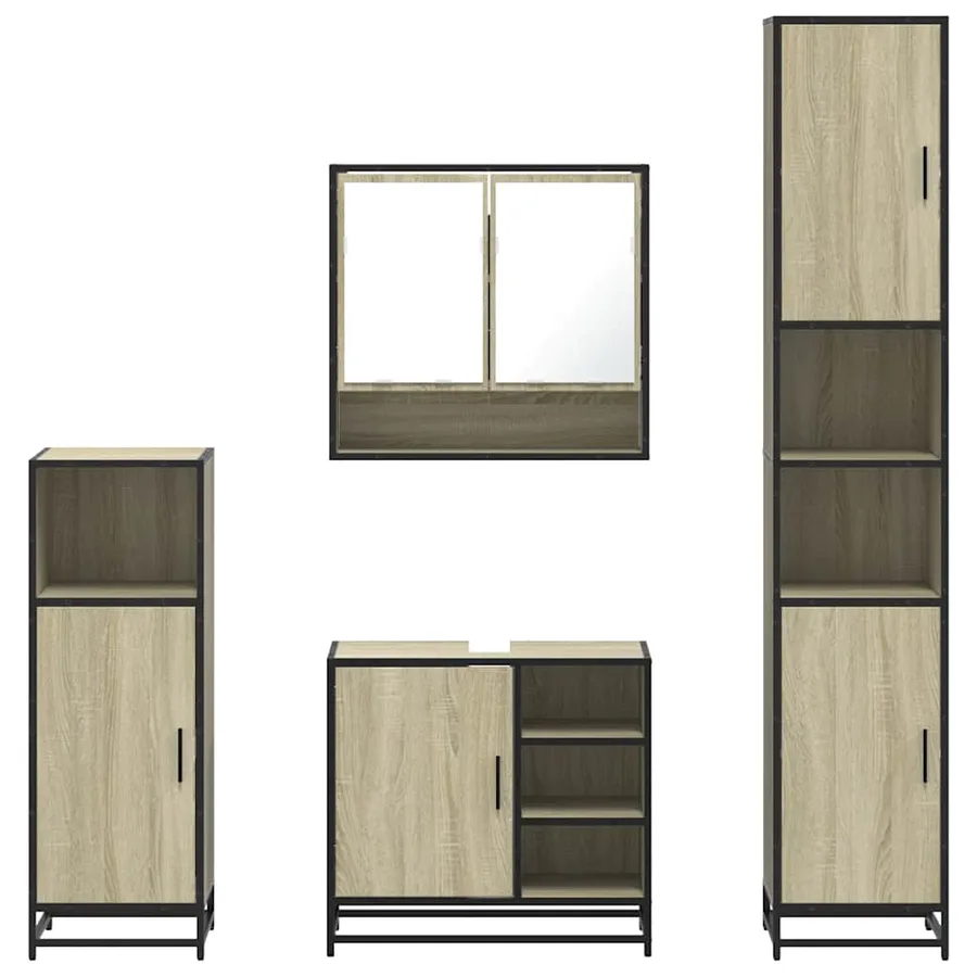 Ensemble de meubles de salle de bain 4 pcs chêne sonoma - 5