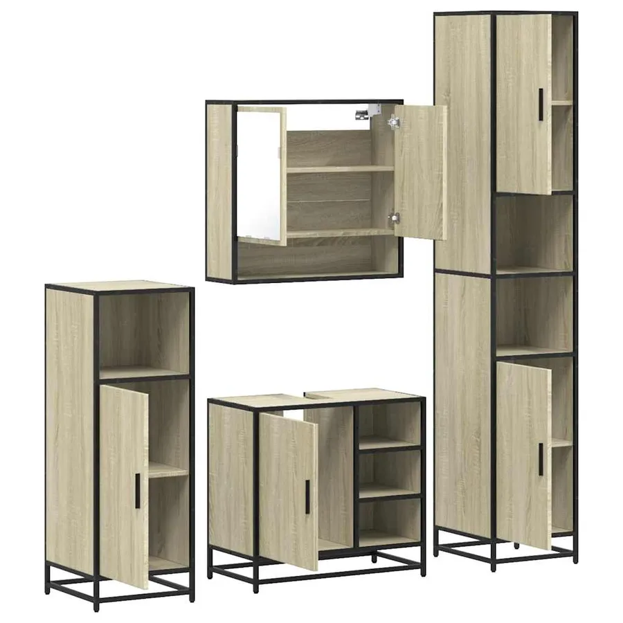 Ensemble de meubles de salle de bain 4 pcs chêne sonoma - 6