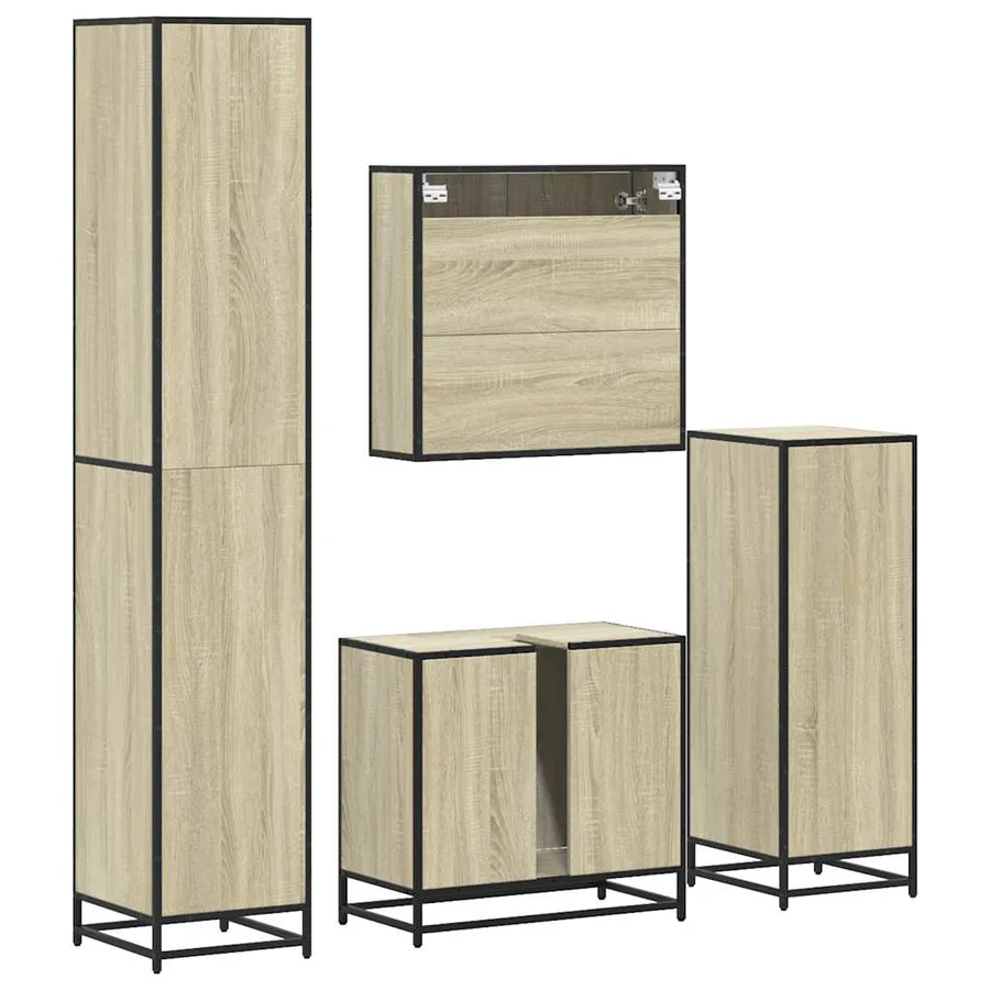 Ensemble de meubles de salle de bain 4 pcs chêne sonoma - 8