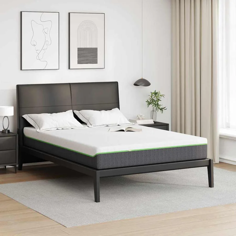 Matelas Blanc et Gris 140 x 190 cm Tissu jacquard