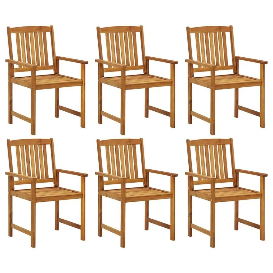 Chaises de jardin avec coussins lot de 6 Bois d'acacia massif - 3