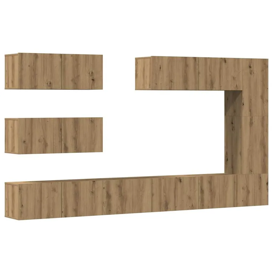 Ensemble de meuble TV mural 7 pcs chêne artisanal - 2