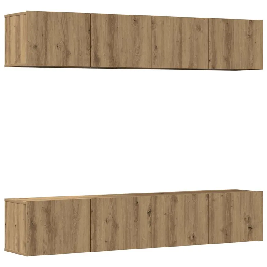 Meubles TV muraux 4 pcs chêne artisanal bois d'ingénierie - 2