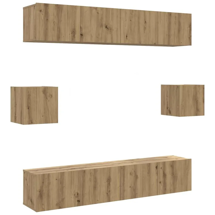 Ensemble de meuble TV mural 6 pcs chêne artisanal - 2