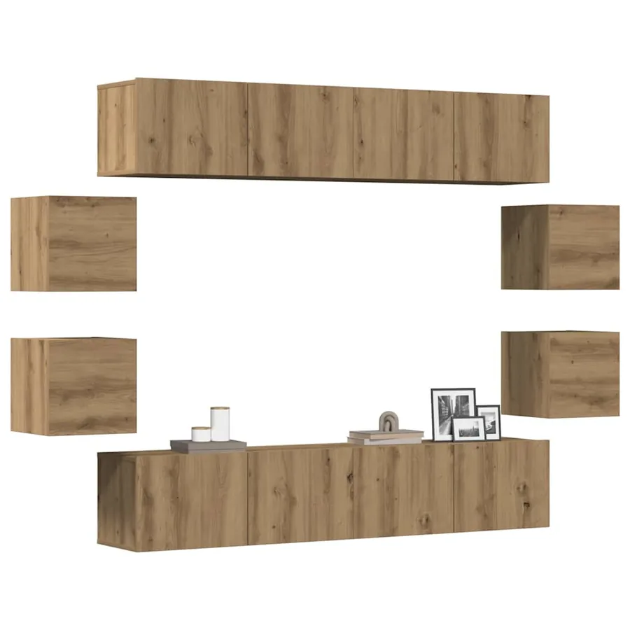 Ensemble de meuble TV mural 8 pcs chêne artisanal