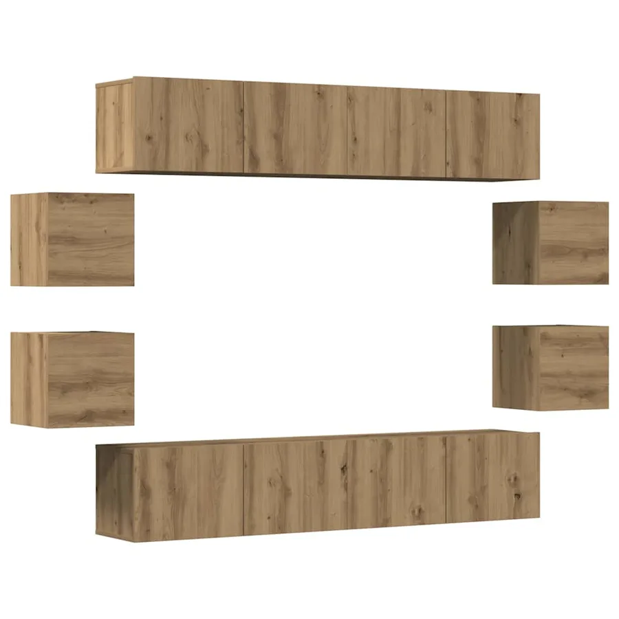 Ensemble de meuble TV mural 8 pcs chêne artisanal - 2