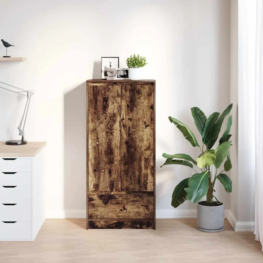 Armoire avec tiroir chêne fumé 55,5x34x119,5 cm bois ingénierie - 3