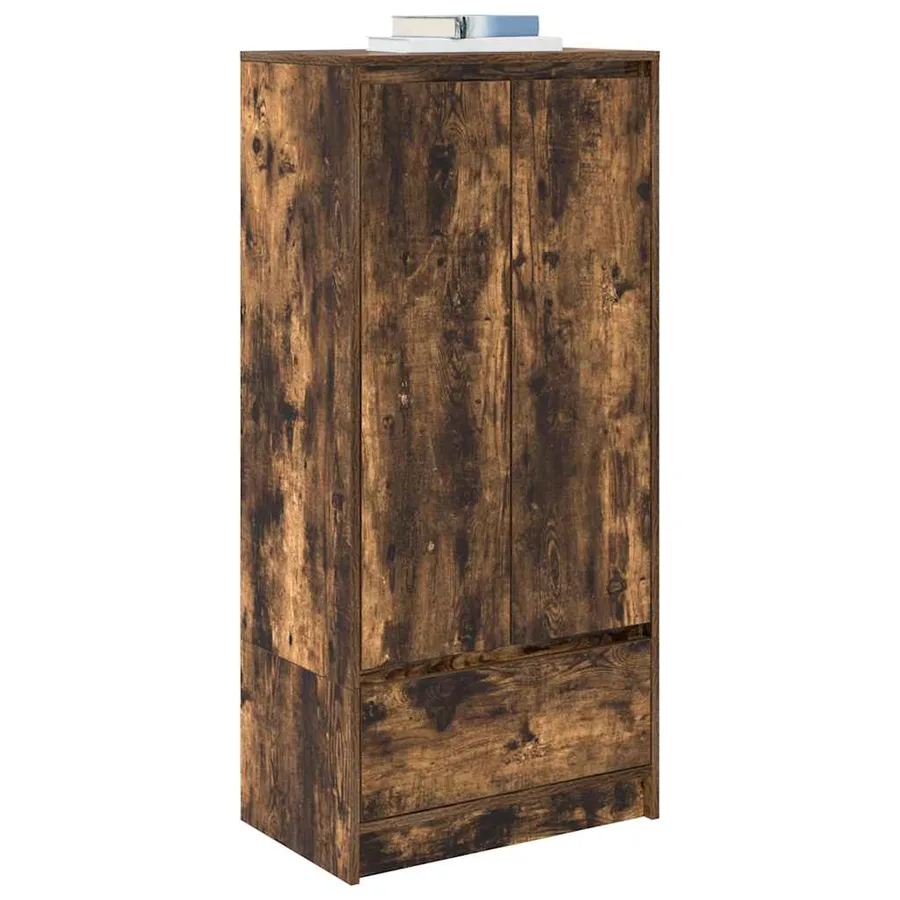 Armoire avec tiroir chêne fumé 55,5x34x119,5 cm bois ingénierie - 4