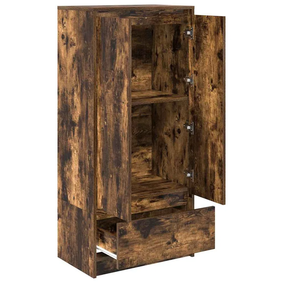 Armoire avec tiroir chêne fumé 55,5x34x119,5 cm bois ingénierie - 5