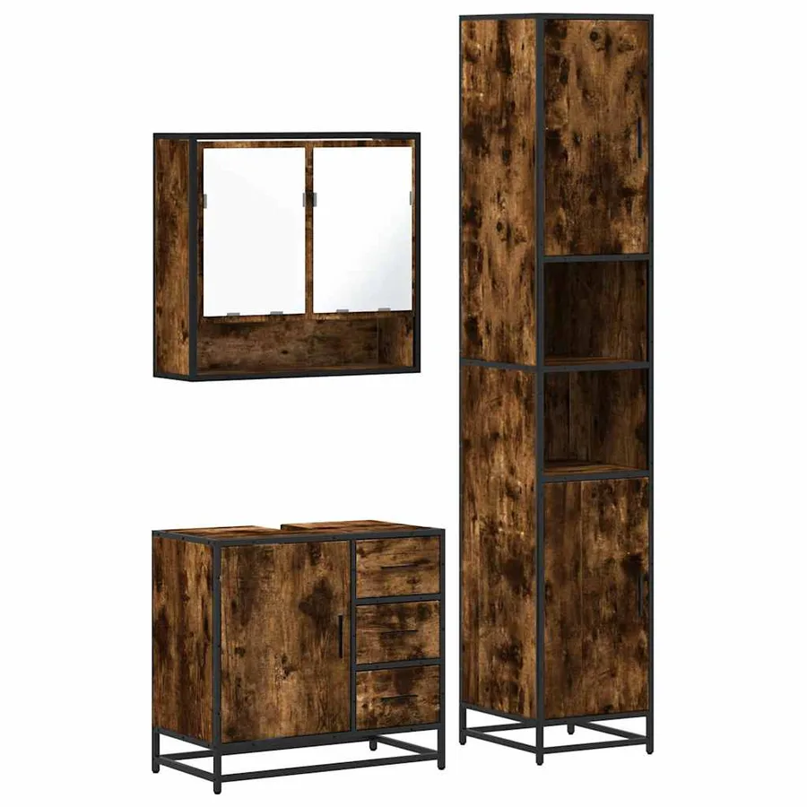 Ensemble de meubles de salle de bain 3 pcs Chêne fumé - 2