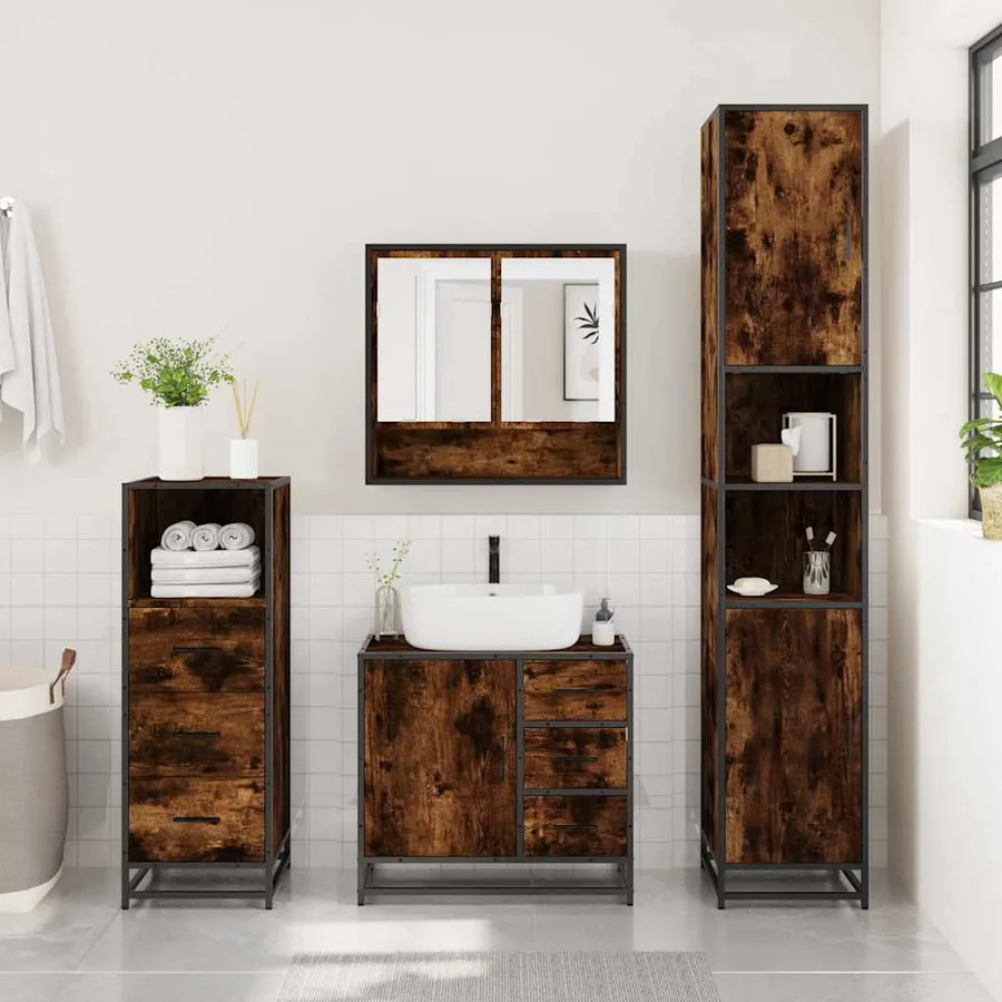 Ensemble de meubles de salle de bain 3 pcs Chêne fumé - 3