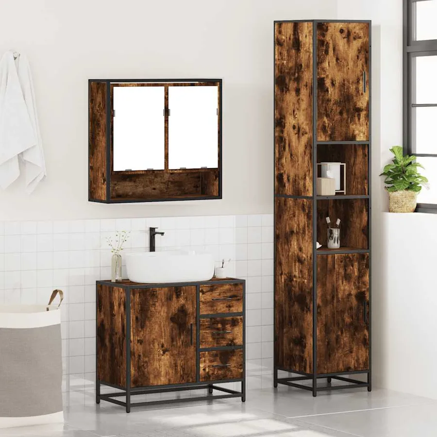 Ensemble de meubles de salle de bain 3 pcs Chêne fumé - 4