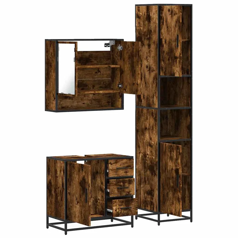 Ensemble de meubles de salle de bain 3 pcs Chêne fumé - 8