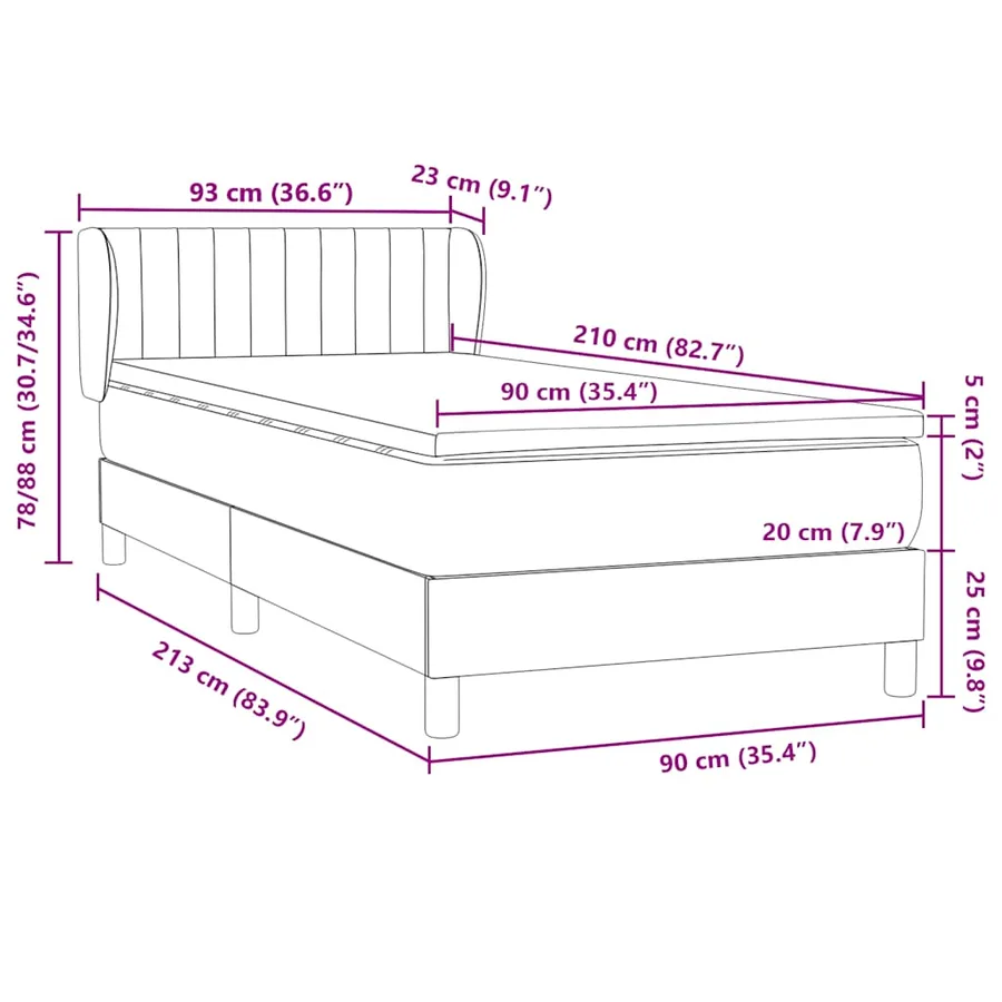 Sommier à lattes de lit et matelas bleu foncé 90x210 cm velours - 12