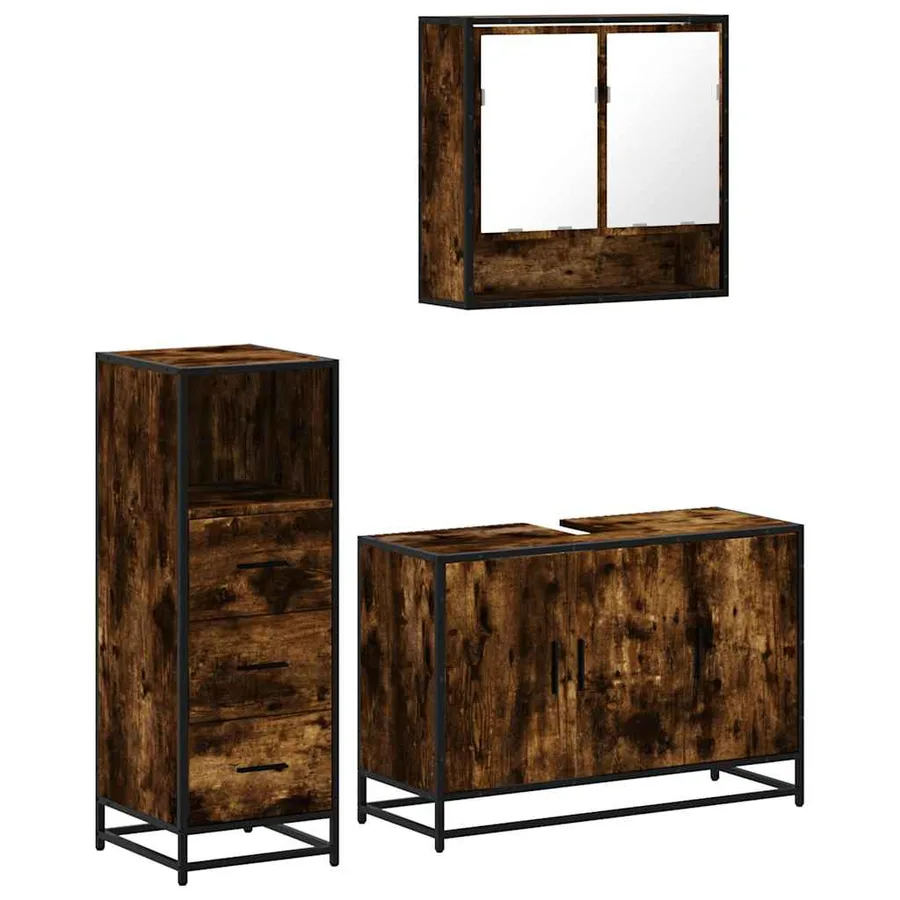 Ensemble de meubles de salle de bain 3 pcs Chêne fumé - 2