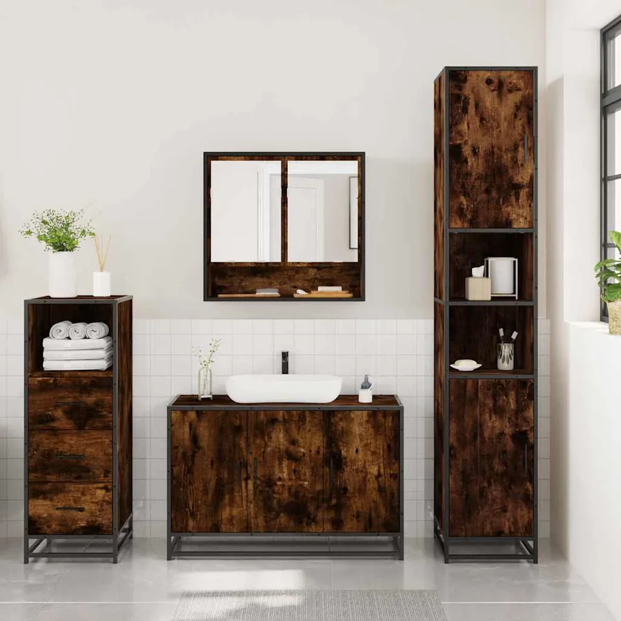 Ensemble de meubles de salle de bain 3 pcs Chêne fumé - 3