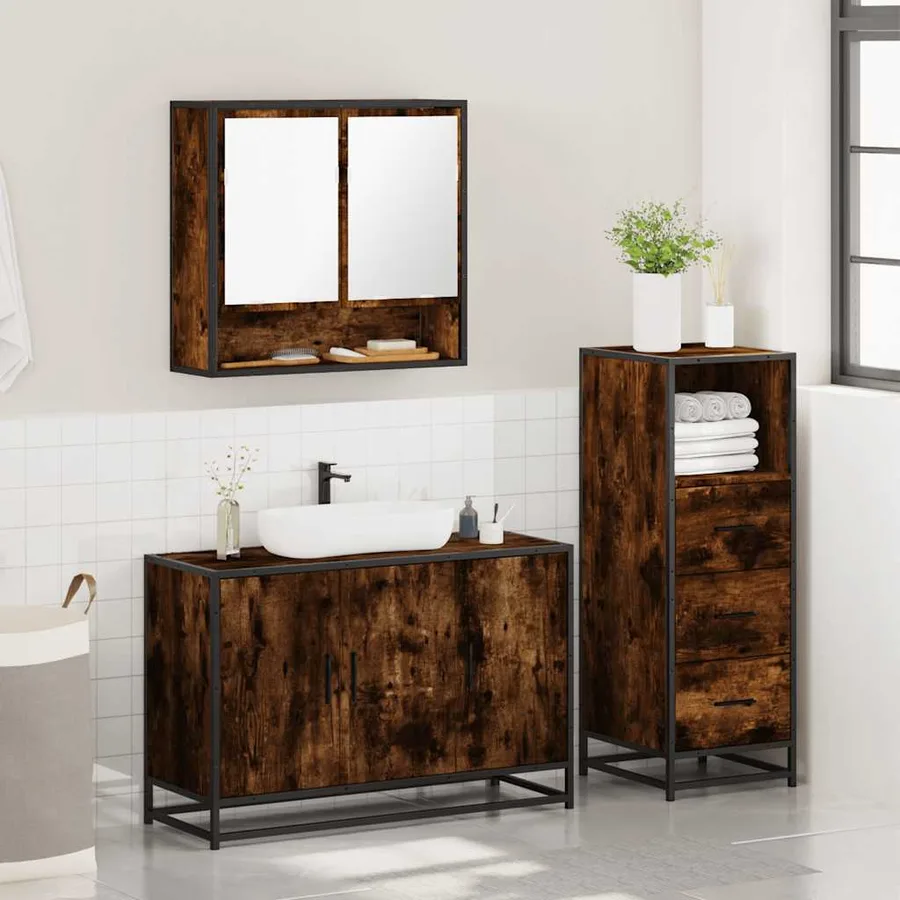 Ensemble de meubles de salle de bain 3 pcs Chêne fumé - 4