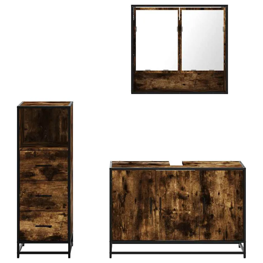 Ensemble de meubles de salle de bain 3 pcs Chêne fumé - 5