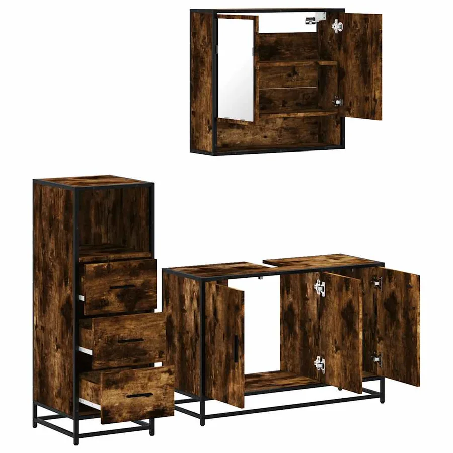 Ensemble de meubles de salle de bain 3 pcs Chêne fumé - 8