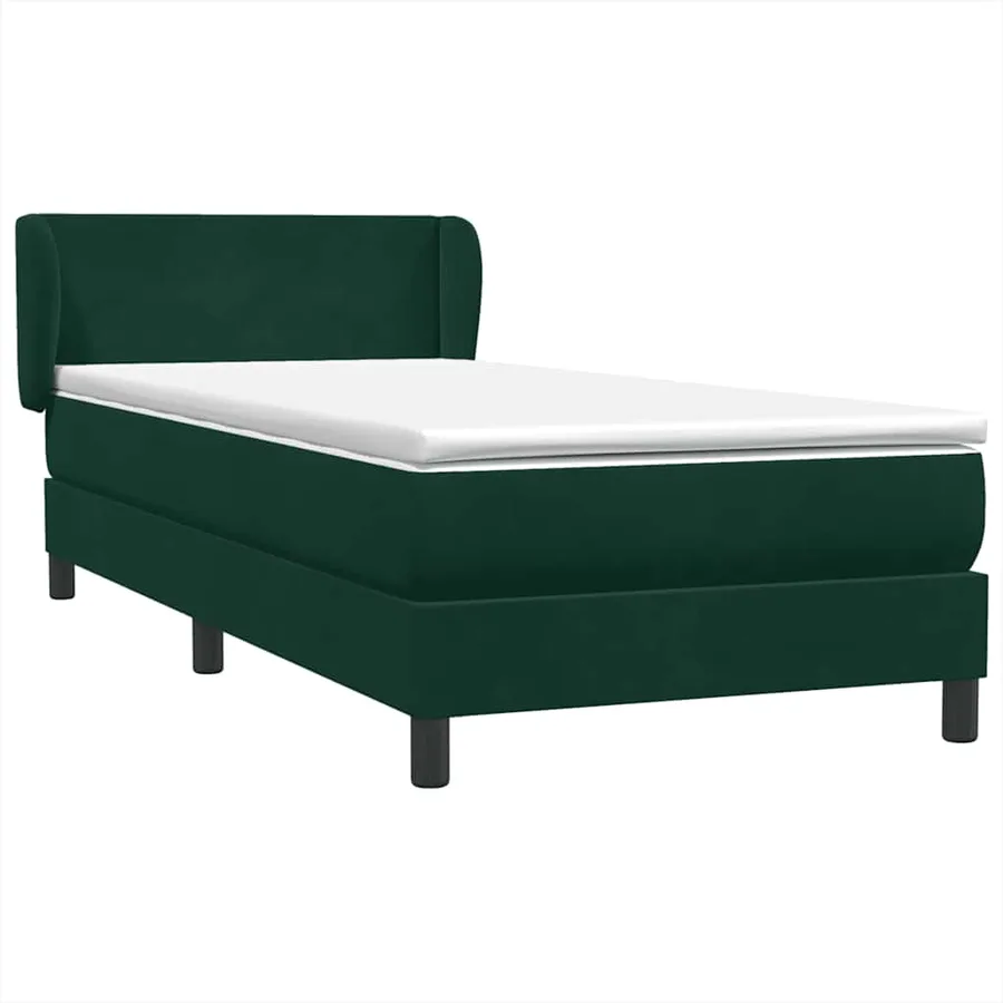 Sommier à lattes de lit et matelas vert foncé 90x210 cm velours - 2