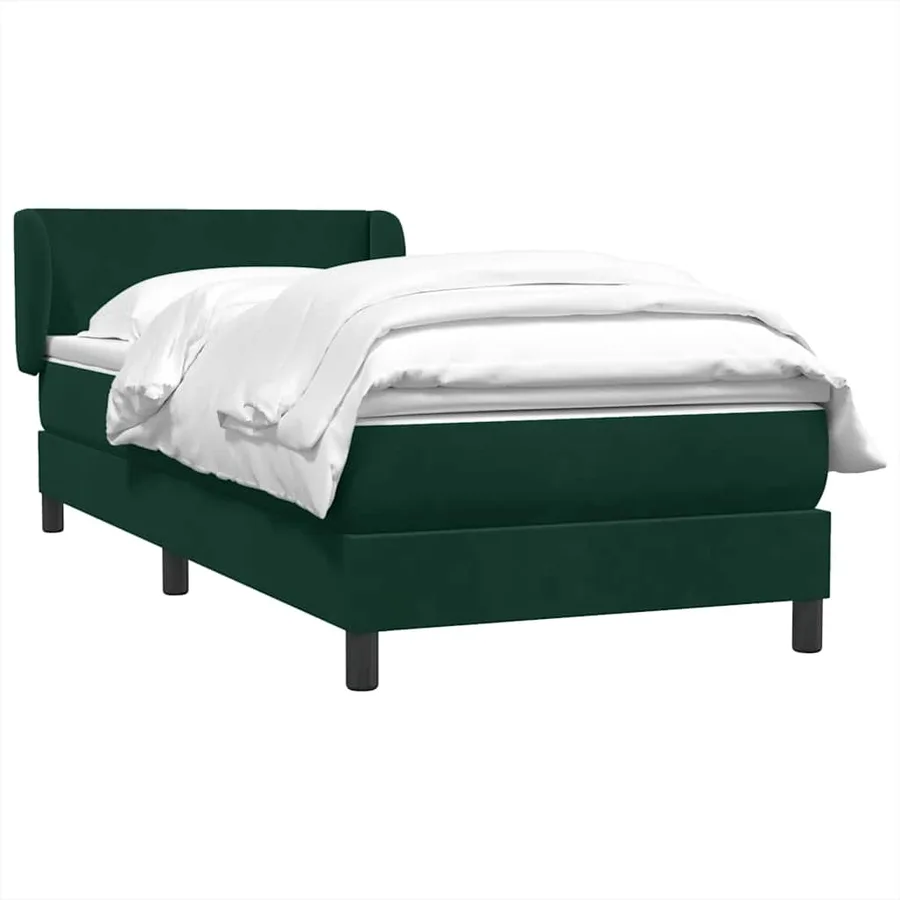 Sommier à lattes de lit et matelas vert foncé 90x210 cm velours - 4