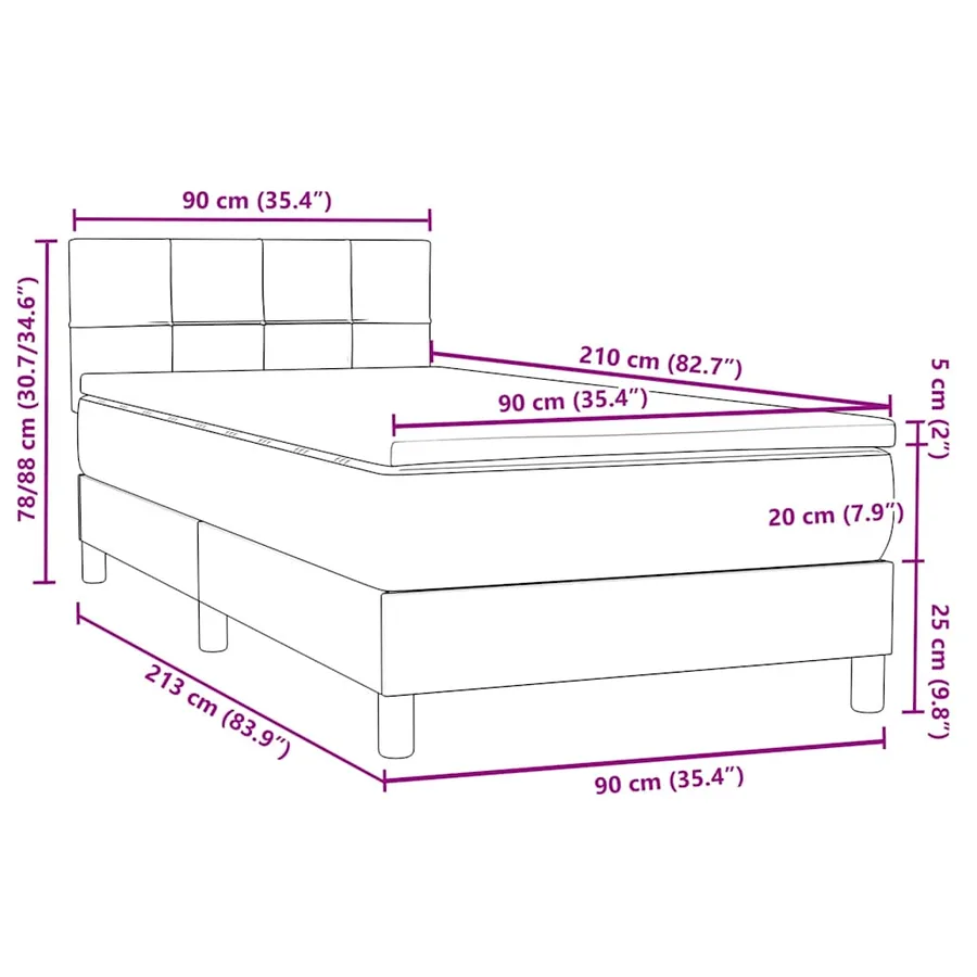Sommier à lattes de lit et matelas bleu foncé 90x210 cm velours - 12