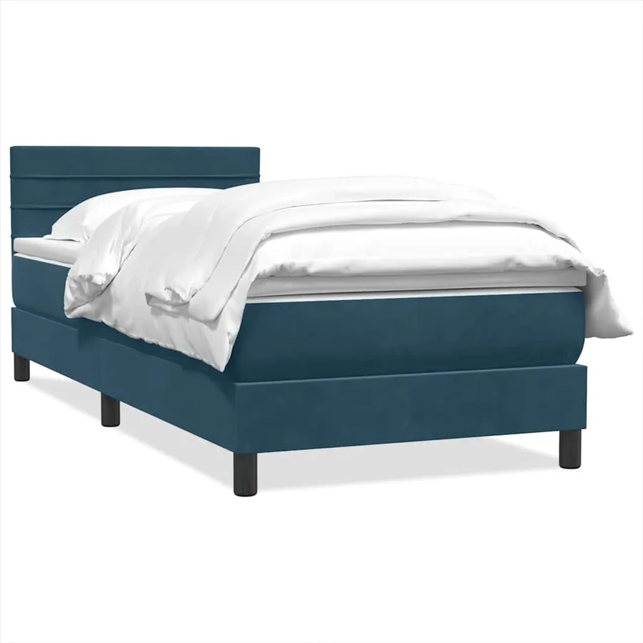 Sommier à lattes de lit et matelas bleu foncé 90x210 cm velours - 2