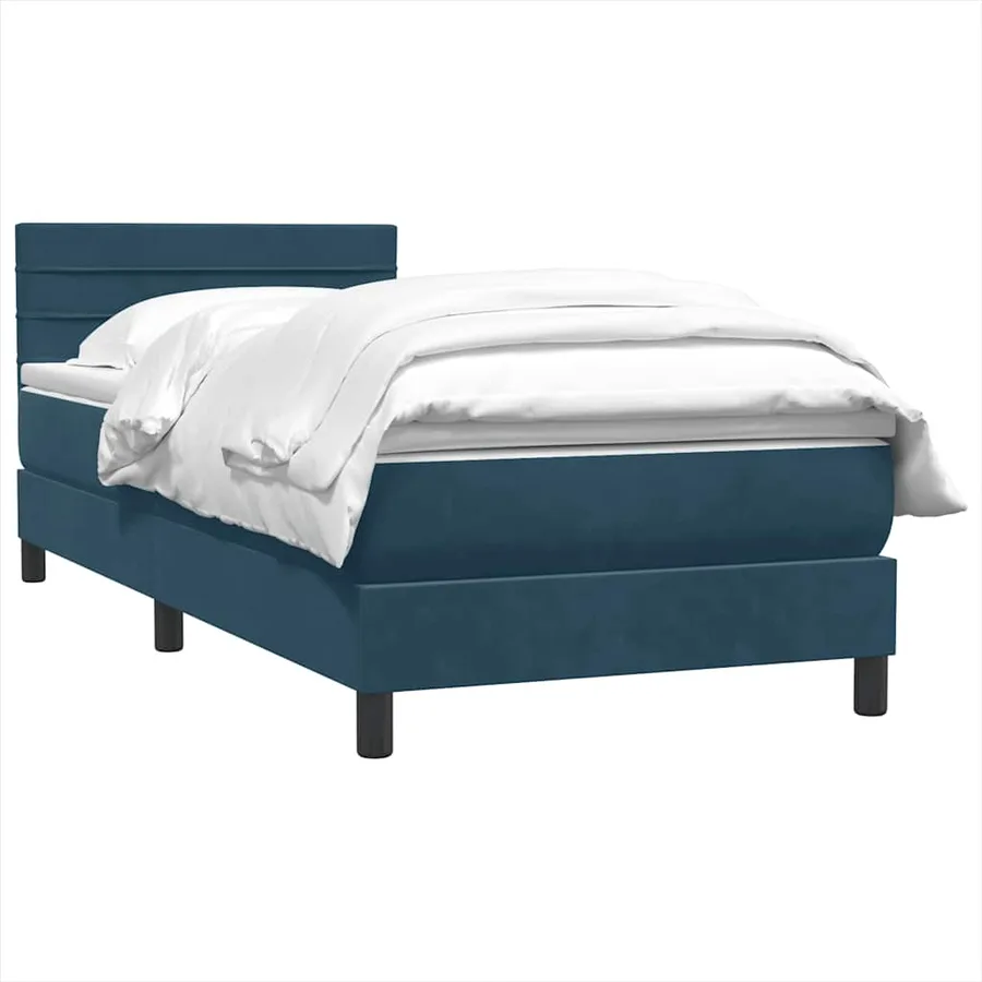 Sommier à lattes de lit et matelas bleu foncé 90x210 cm velours - 3