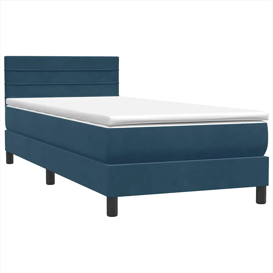 Sommier à lattes de lit et matelas bleu foncé 90x210 cm velours - 4