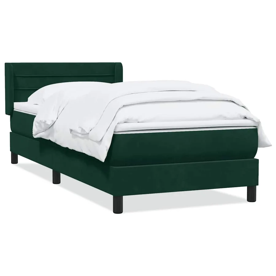 Sommier à lattes de lit et matelas vert foncé 90x210 cm velours - 2