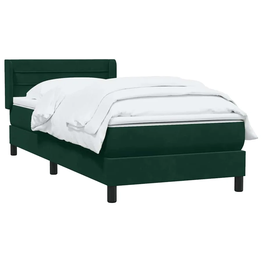 Sommier à lattes de lit et matelas vert foncé 90x210 cm velours - 3