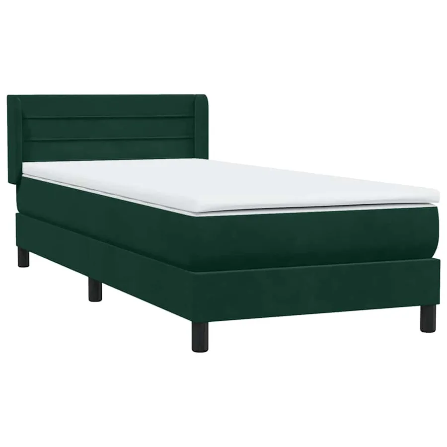 Sommier à lattes de lit et matelas vert foncé 90x210 cm velours - 4