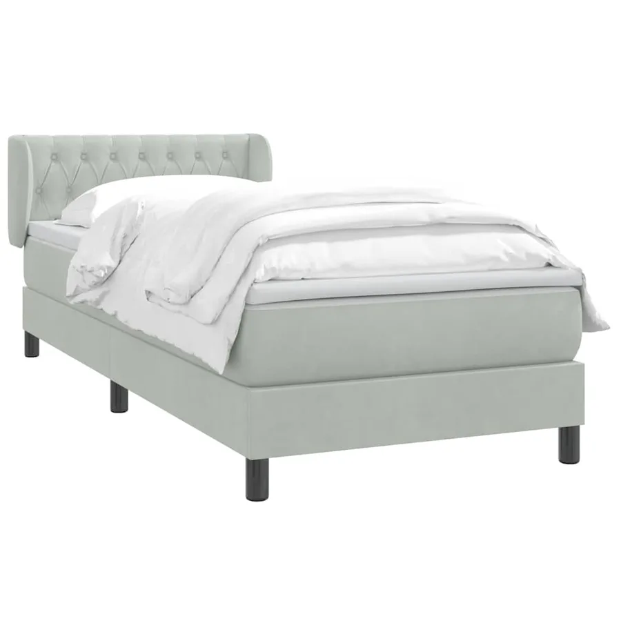 Sommier à lattes de lit et matelas gris clair 80x220 cm velours - 3