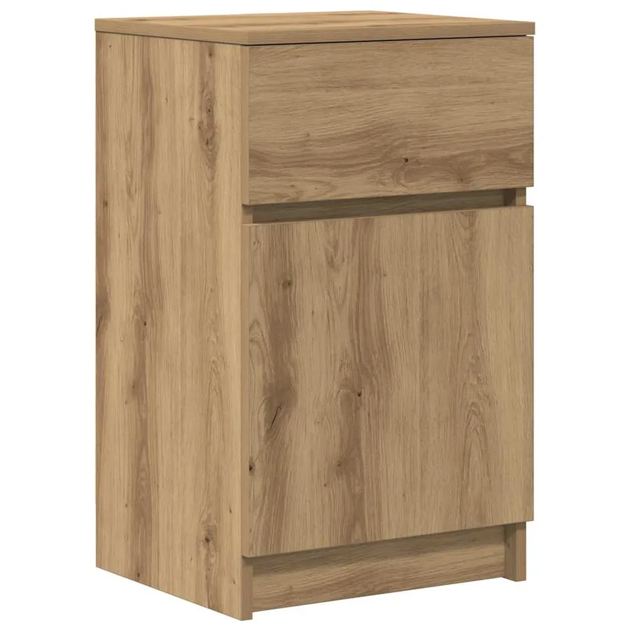 Table de chevet chêne artisanal 39x35x65 cm bois d'ingénierie - 2