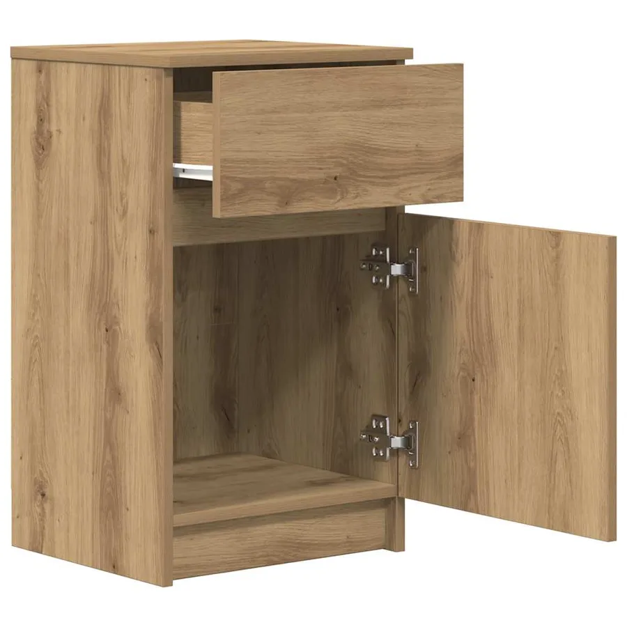 Table de chevet chêne artisanal 39x35x65 cm bois d'ingénierie - 5