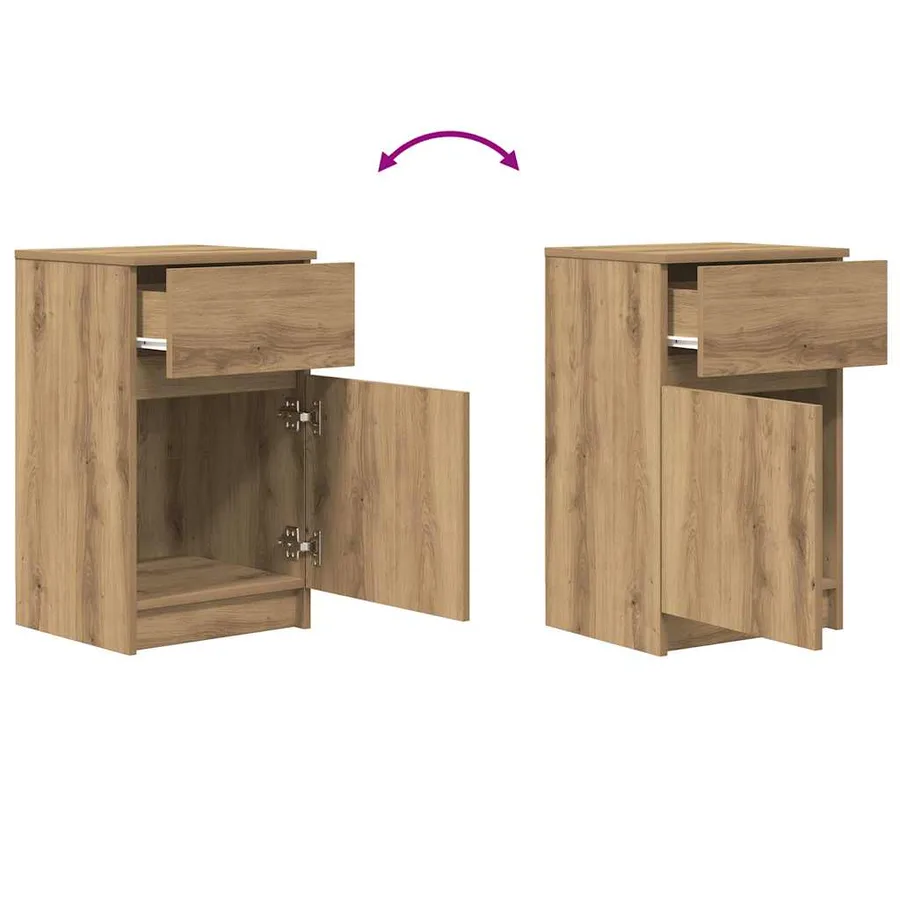 Table de chevet chêne artisanal 39x35x65 cm bois d'ingénierie - 9