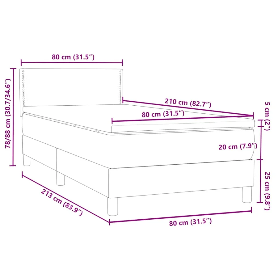Sommier à lattes de lit et matelas gris foncé 80x210 cm velours - 12