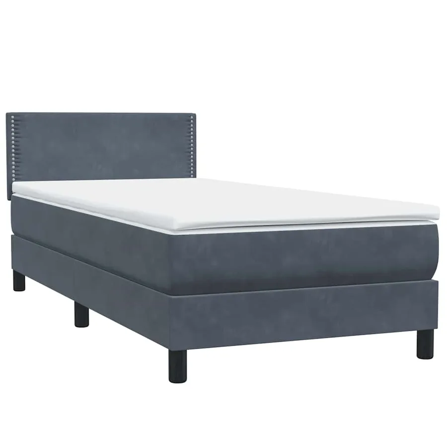 Sommier à lattes de lit et matelas gris foncé 80x210 cm velours - 4