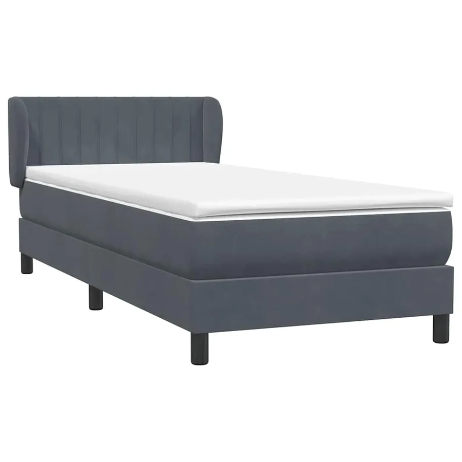 Sommier à lattes de lit et matelas gris foncé 80x210 cm velours - 4