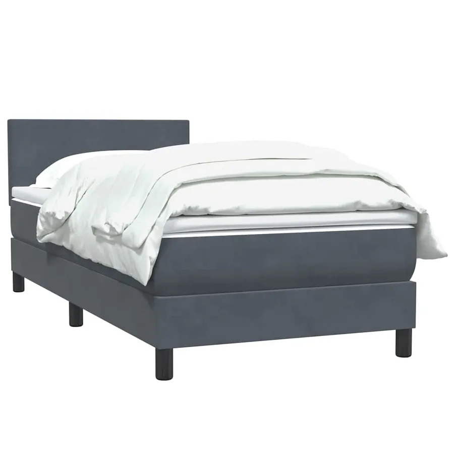 Sommier à lattes de lit et matelas gris foncé 80x210 cm velours - 3