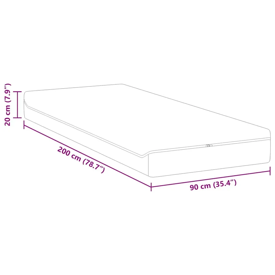 Matelas Blanc et Gris 90 x 200 cm Tissu jacquard - 11