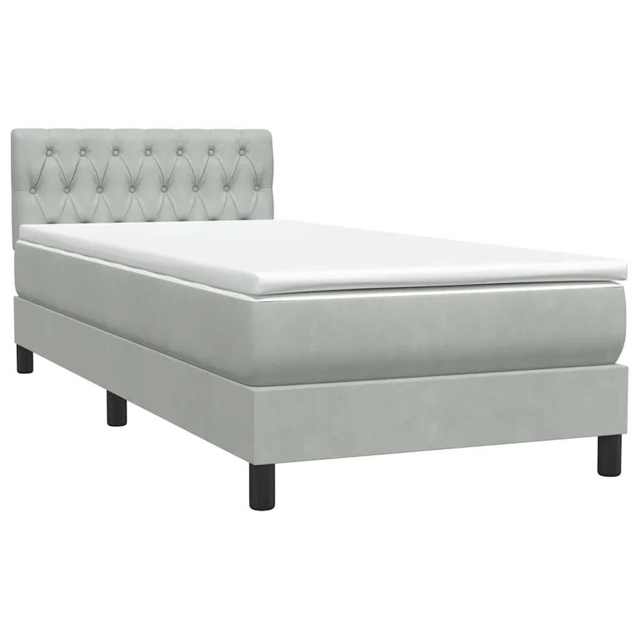 Sommier à lattes de lit et matelas et LED gris clair 90x210 cm velours - 5