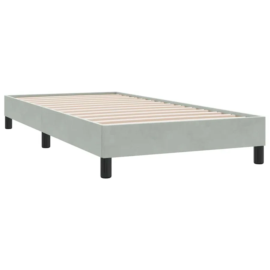 Sommier à lattes de lit et matelas et LED gris clair 90x210 cm velours - 6