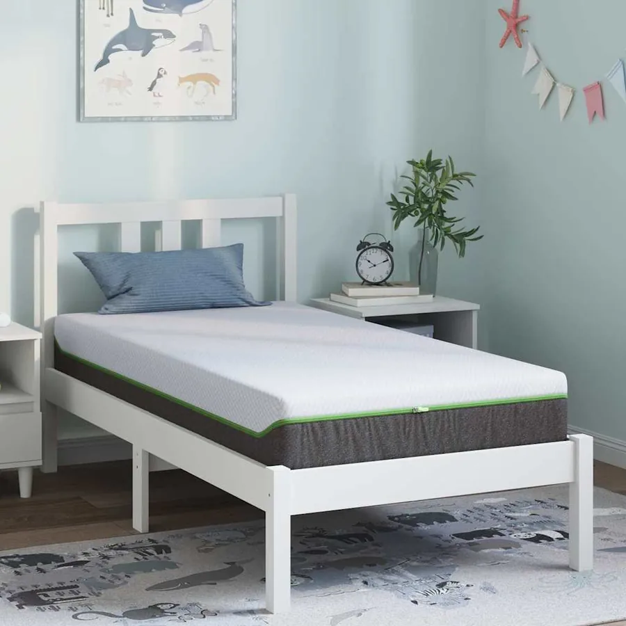 Matelas Blanc et Gris 80 x 160 cm Tissu jacquard
